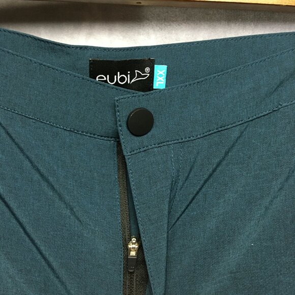 Eubi Mens Shorts size XXL Fitness Active Poly Stretch Pockets Stretch Blue Green - Picture 10 of 12